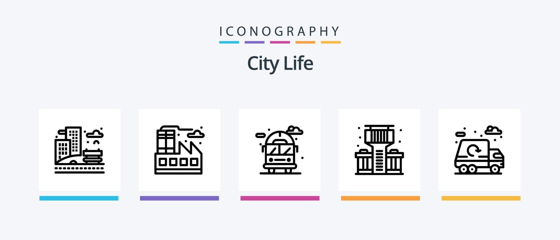 City Life Line 5 Icon Pack Including fly balloon. air balloon. life. parking. life. Creative Icons Design vector