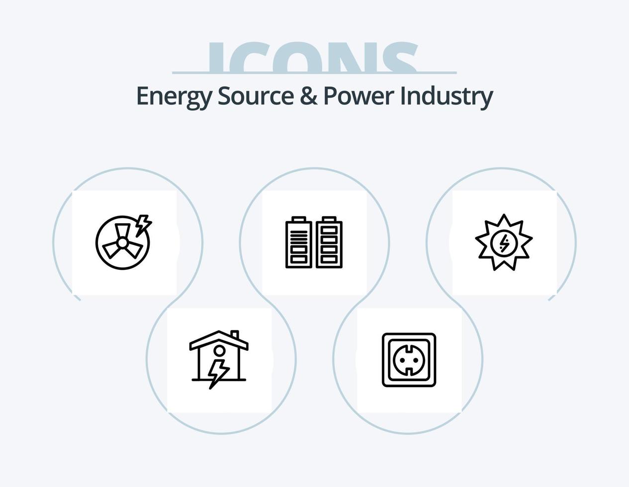 Energy Source And Power Industry Line Icon Pack 5 Icon Design. tag. energy. globe. solar. factory vector