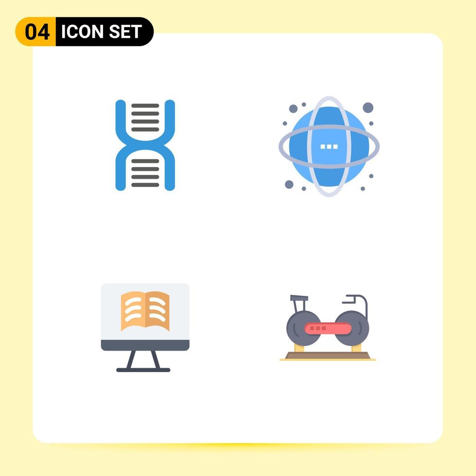 4 Thematic Vector Flat Icons and Editable Symbols of biology science physics database book Editable Vector Design Elements