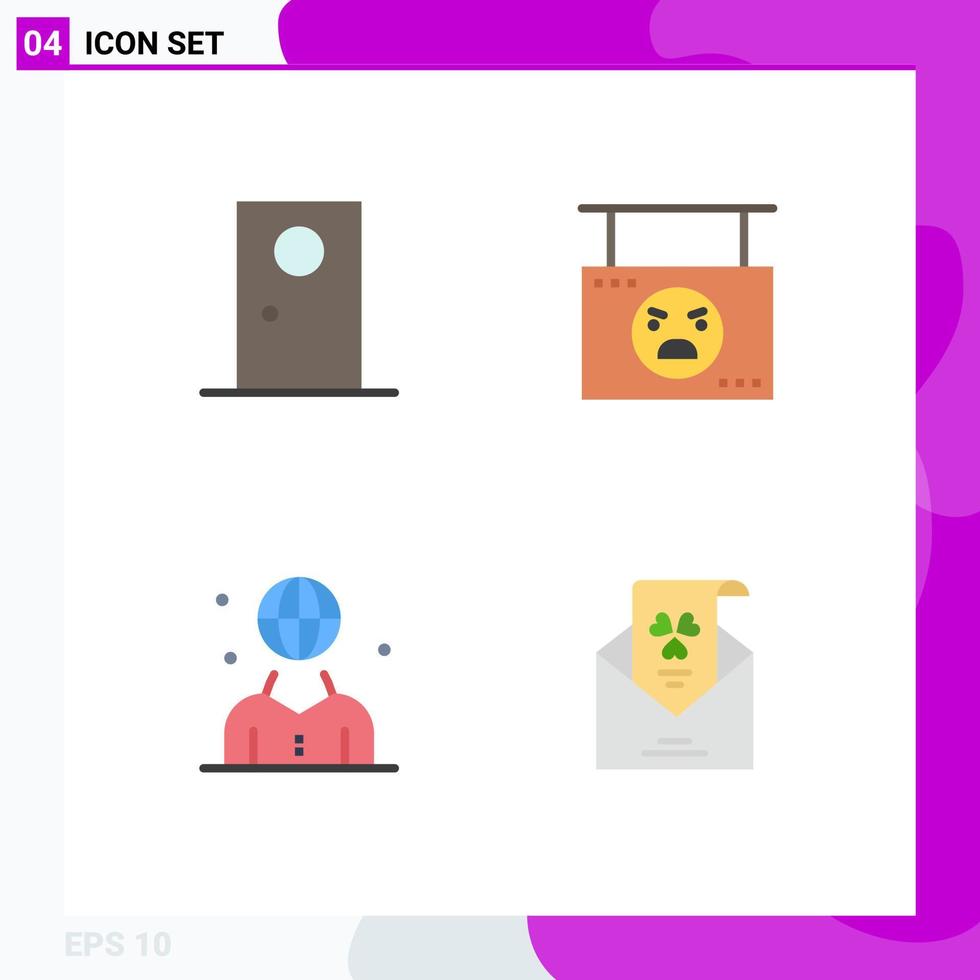 símbolos de iconos universales grupo de 4 iconos planos modernos del interior de la tienda de la puerta elementos de diseño de vectores editables humanos de halloween