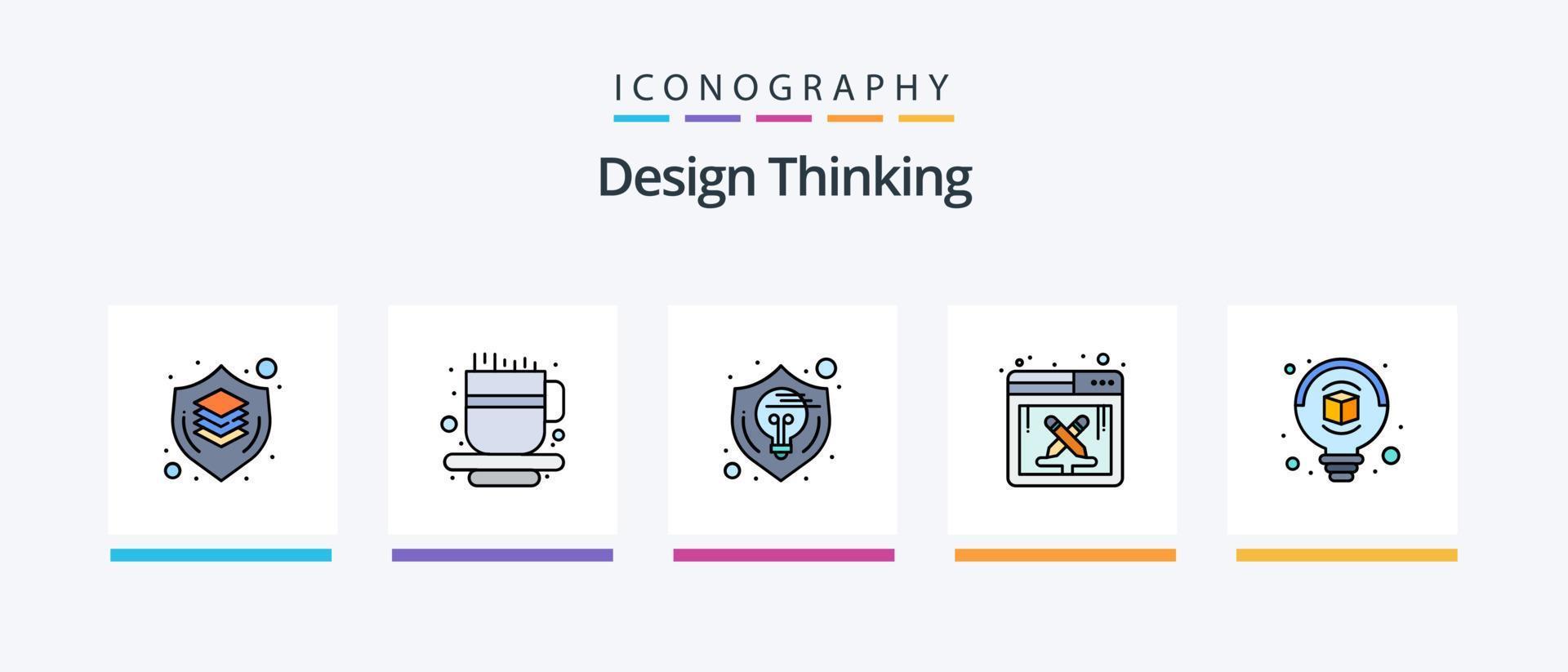 Design Thinking Line Filled 5 Icon Pack Including start. image. creative. gallery. business. Creative Icons Design vector