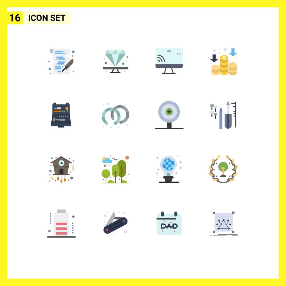 16 Creative Icons Modern Signs and Symbols of construction tools screen money finance Editable Pack of Creative Vector Design Elements