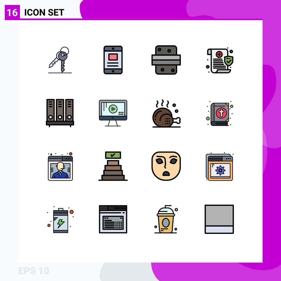 16 Creative Icons Modern Signs and Symbols of archive privacy breakfast data food Editable Creative Vector Design Elements