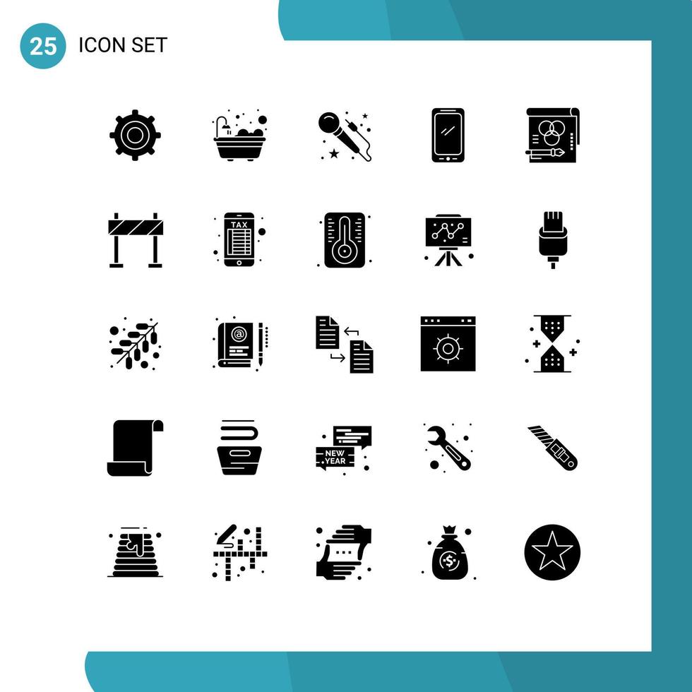 conjunto de 25 iconos de interfaz de usuario modernos signos de símbolos para elementos de diseño vectorial editables de android de color de tarjeta de lápiz vector
