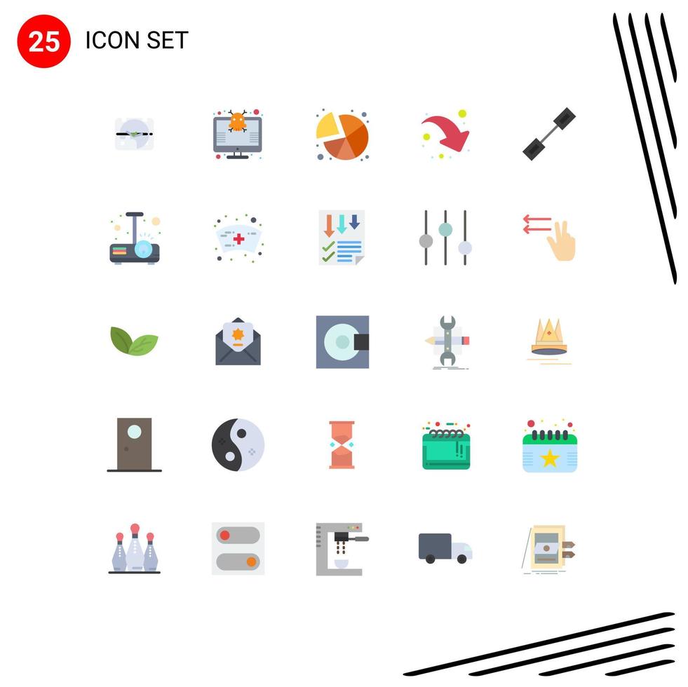 Editable Vector Line Pack of 25 Simple Flat Colors of chain share security arrow statistics Editable Vector Design Elements