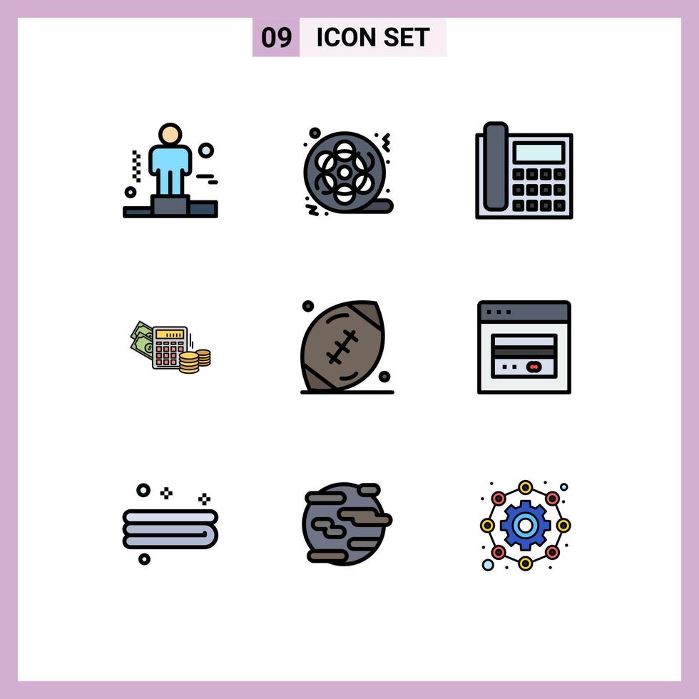 Stock Vector Icon Pack of 9 Line Signs and Symbols for balance dollar multimedia money contact us Editable Vector Design Elements