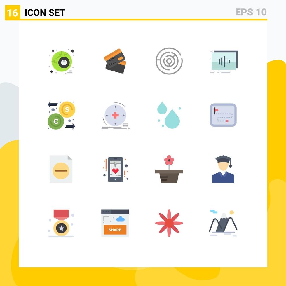 Set of 16 Modern UI Icons Symbols Signs for hertz audio money point strategy Editable Pack of Creative Vector Design Elements