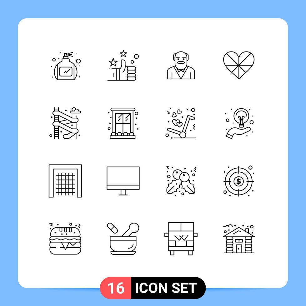 16 Universal Outline Signs Symbols of park slider old man gift like Editable Vector Design Elements