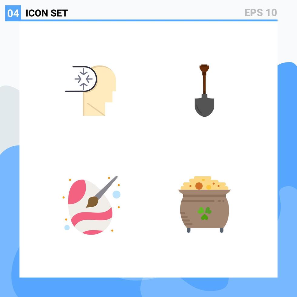4 Flat Icon concept for Websites Mobile and Apps mind paint brush head tool easter Editable Vector Design Elements