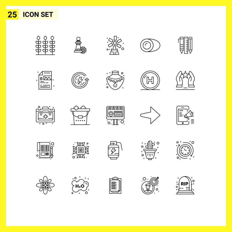 Set of 25 Modern UI Icons Symbols Signs for essential tools gastronomy farming food coconut Editable Vector Design Elements