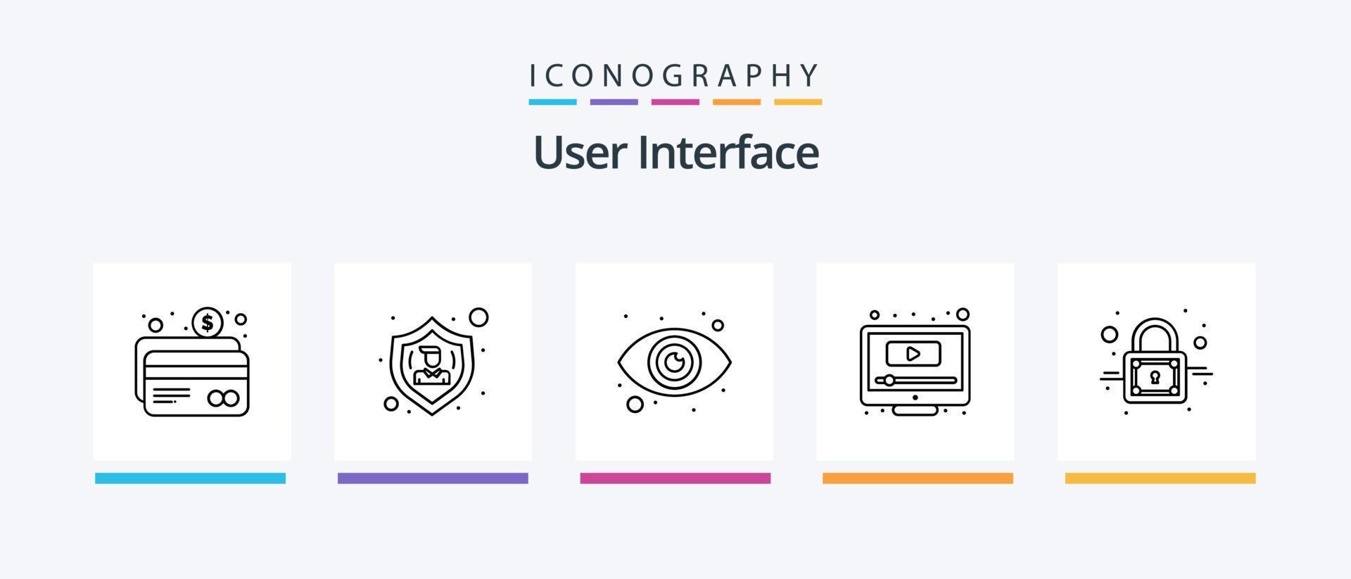 User Interface Line 5 Icon Pack Including youtube. play. arrow. computer. network. Creative Icons Design vector
