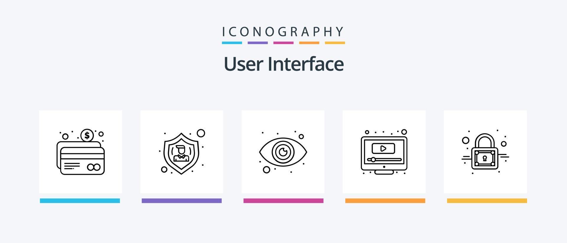 paquete de iconos de la línea 5 de la interfaz de usuario que incluye youtube. tocar. flecha. computadora. red. diseño de iconos creativos vector