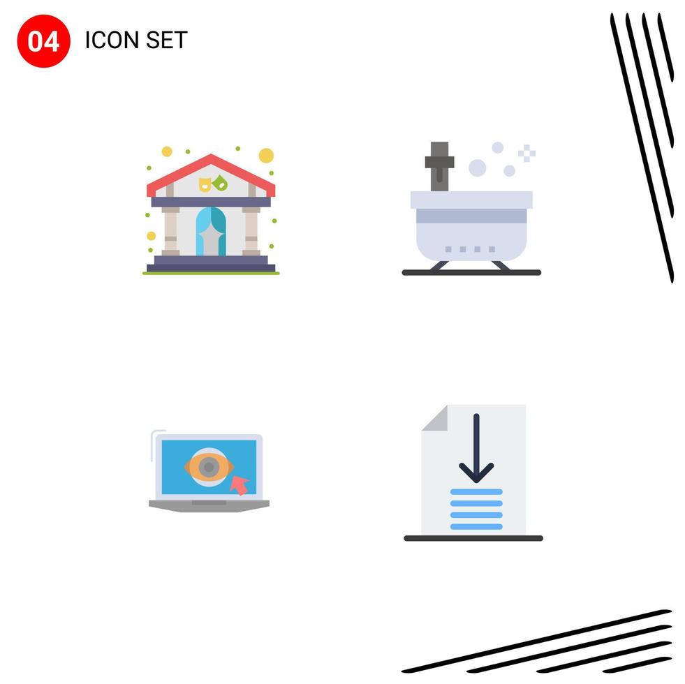 conjunto de 4 iconos planos vectoriales en cuadrícula para jugar construcción de portátiles spa elementos de diseño vectorial editables lcd vector