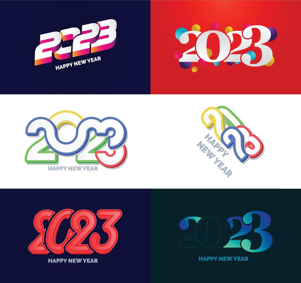 Big Collection of 2023 Happy New Year symbols Cover of business diary for 2023 with wishes vector