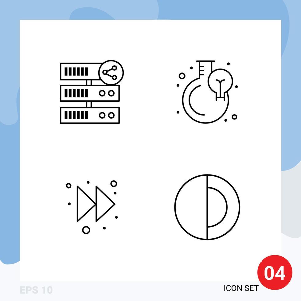 4 Creative Icons Modern Signs and Symbols of hosting arrow server flask right Editable Vector Design Elements