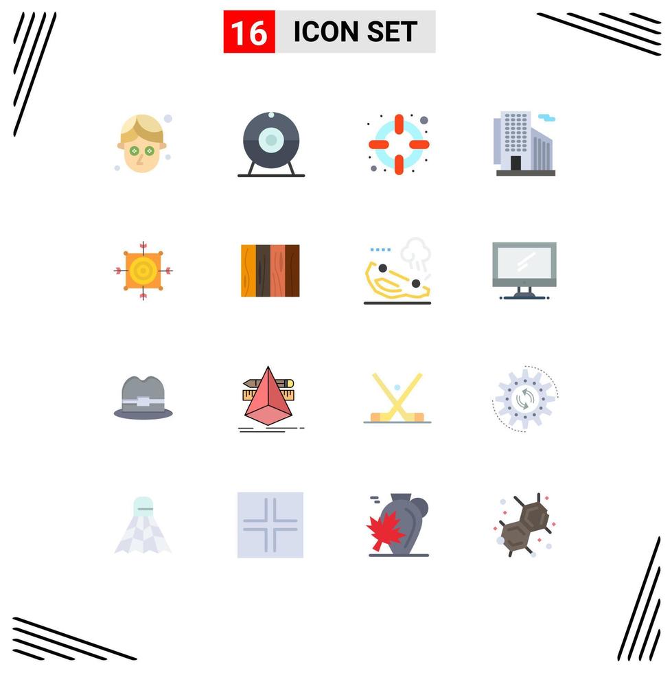 16 Thematic Vector Flat Colors and Editable Symbols of target dart support board city Editable Pack of Creative Vector Design Elements