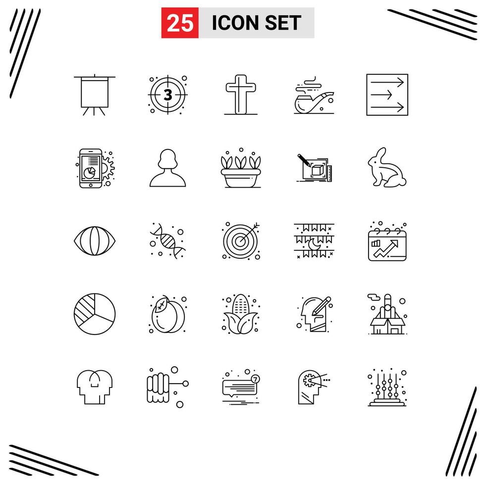 Group of 25 Lines Signs and Symbols for wind arrow celebration st pipe Editable Vector Design Elements