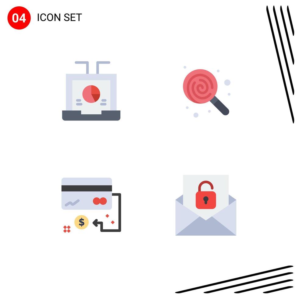 conjunto moderno de 4 iconos planos pictograma de elementos de diseño de vector editable de crédito de alimentos de informe comercial de negocios