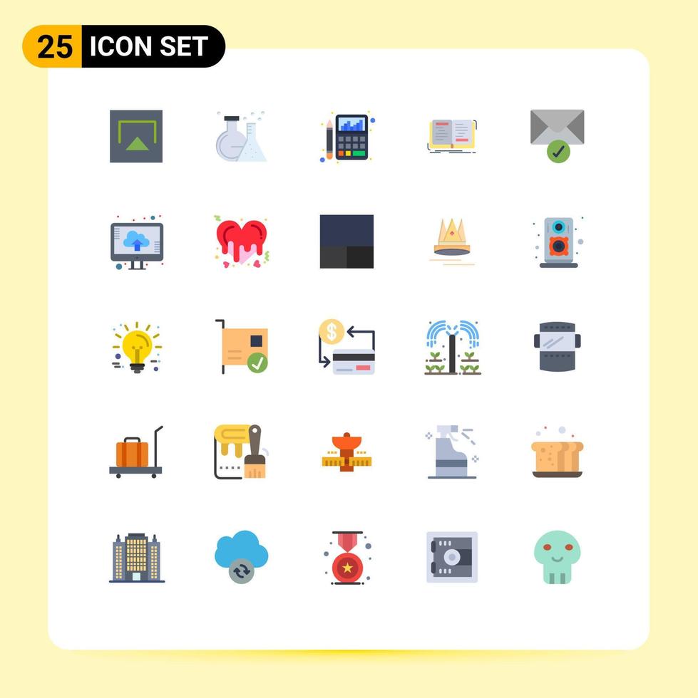 Modern Set of 25 Flat Colors and symbols such as mail writing budget story book Editable Vector Design Elements
