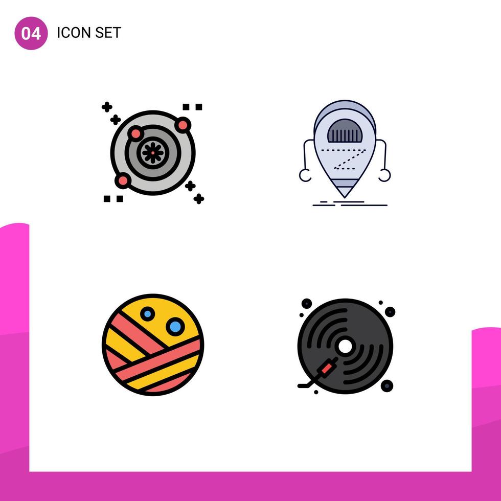 Universal Icon Symbols Group of 4 Modern Filledline Flat Colors of galaxy proceed android robot strong hair Editable Vector Design Elements