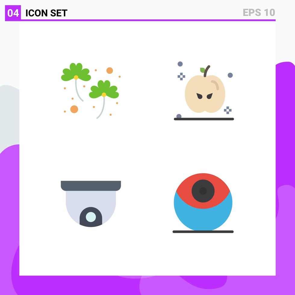 Modern Set of 4 Flat Icons Pictograph of clover planning patrick turkey planet Editable Vector Design Elements