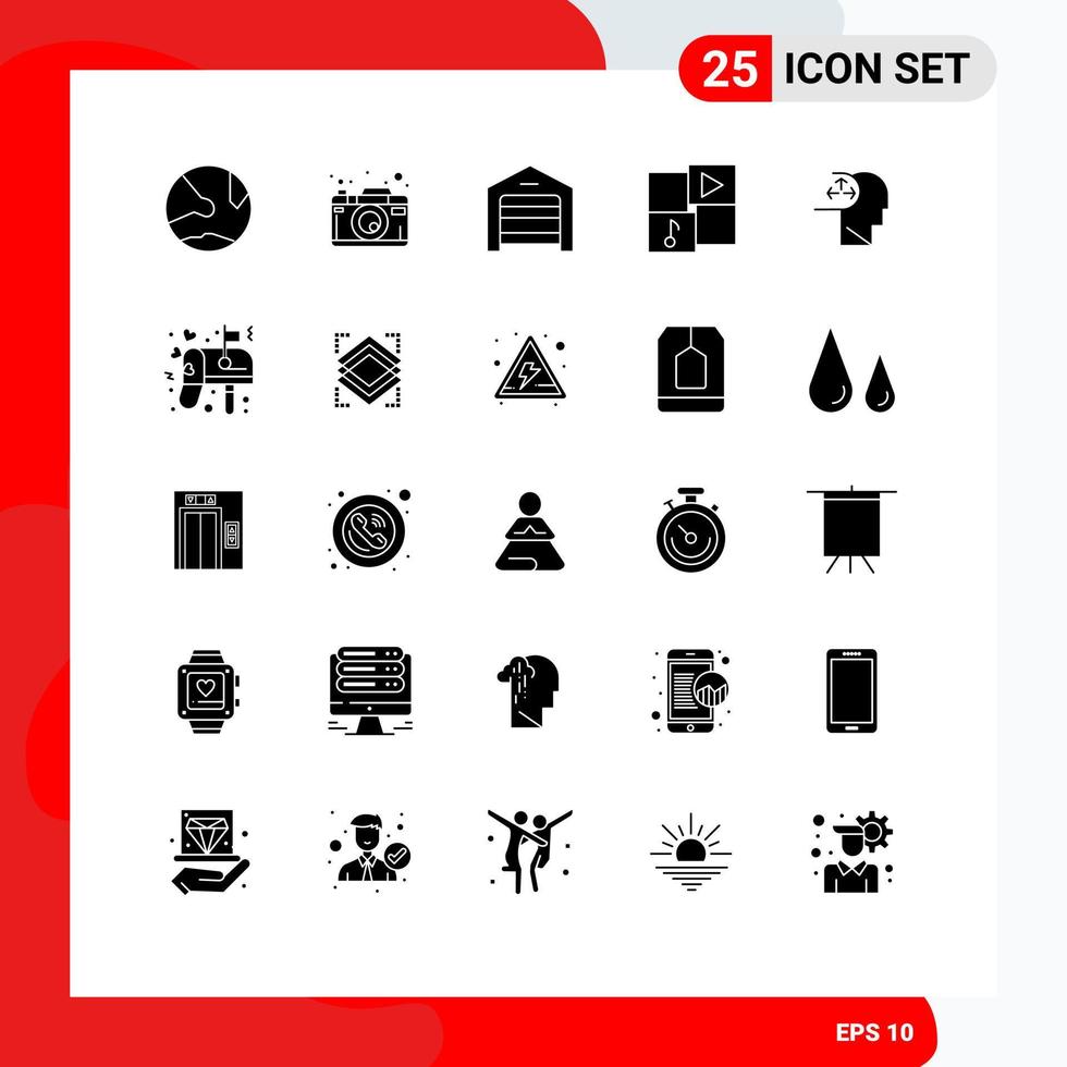 Set of 25 Modern UI Icons Symbols Signs for autism player photography video warehouse Editable Vector Design Elements