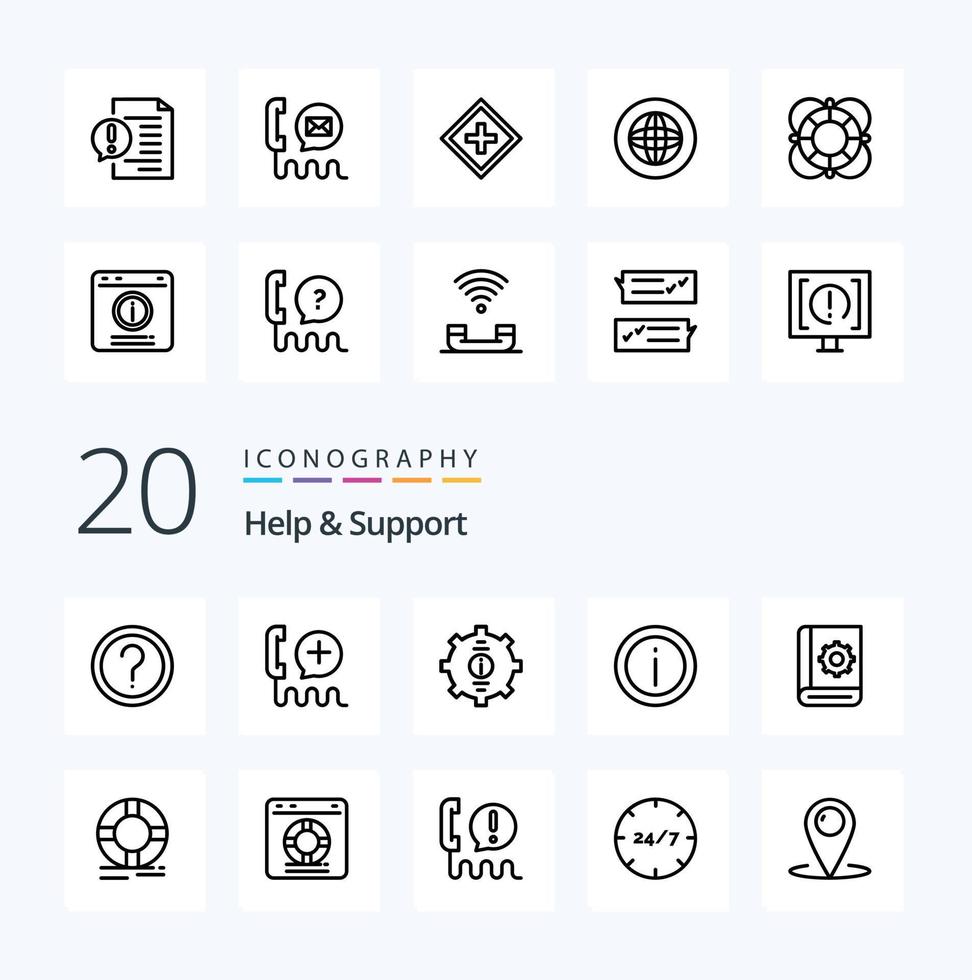 20 Help And Support Line icon Pack like email communication interface file document vector