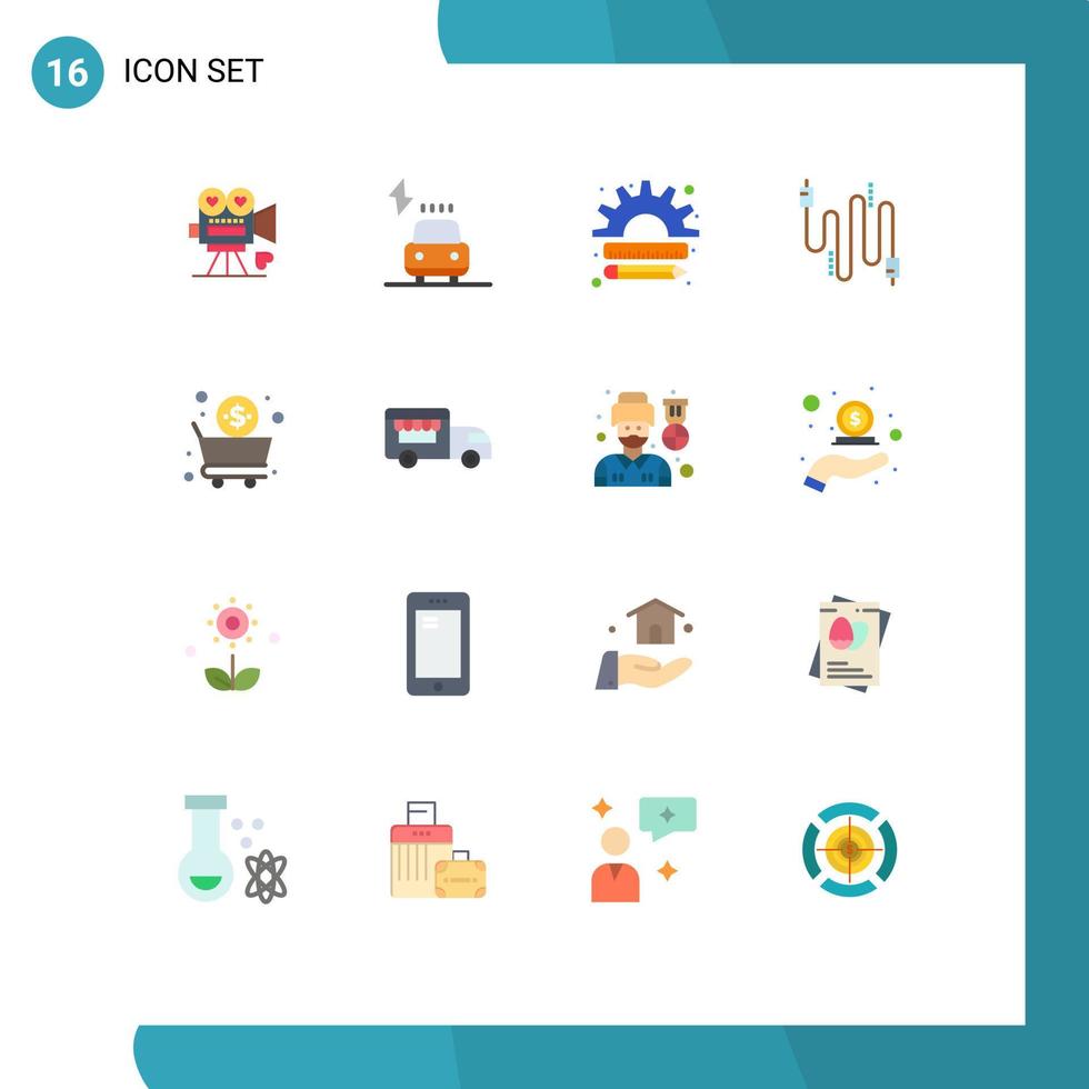 Set of 16 Modern UI Icons Symbols Signs for communication cable power audio management Editable Pack of Creative Vector Design Elements