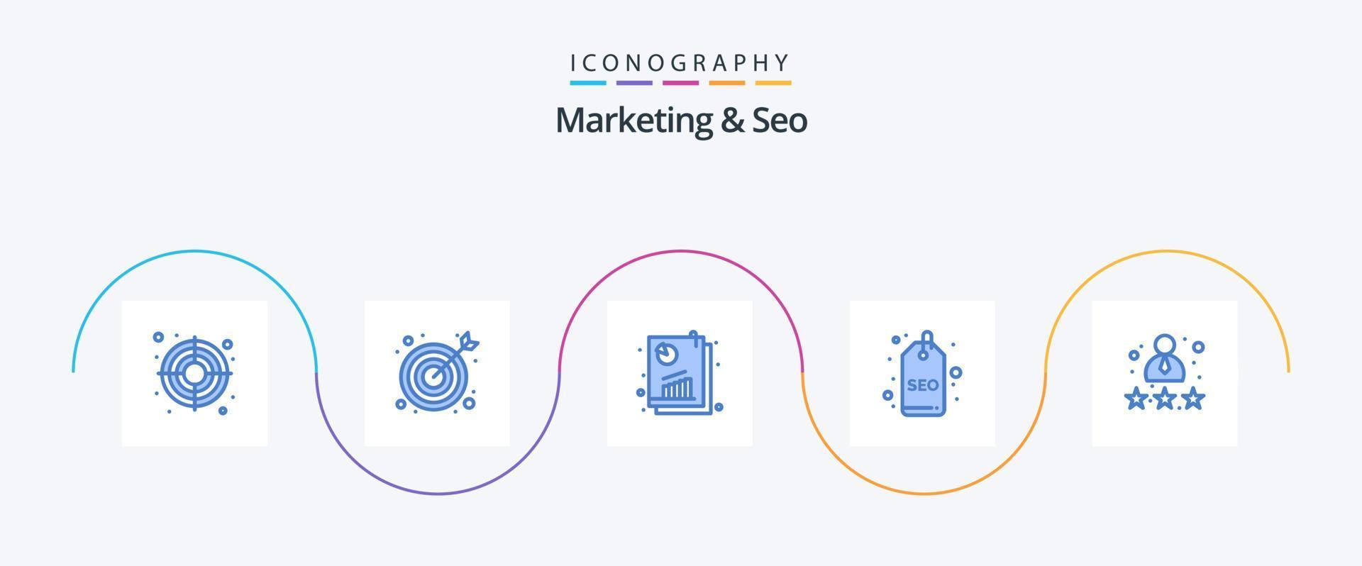 paquete de iconos de marketing y seo blue 5 que incluye tarifa. empleado. SEO etiqueta. posicionamiento web vector