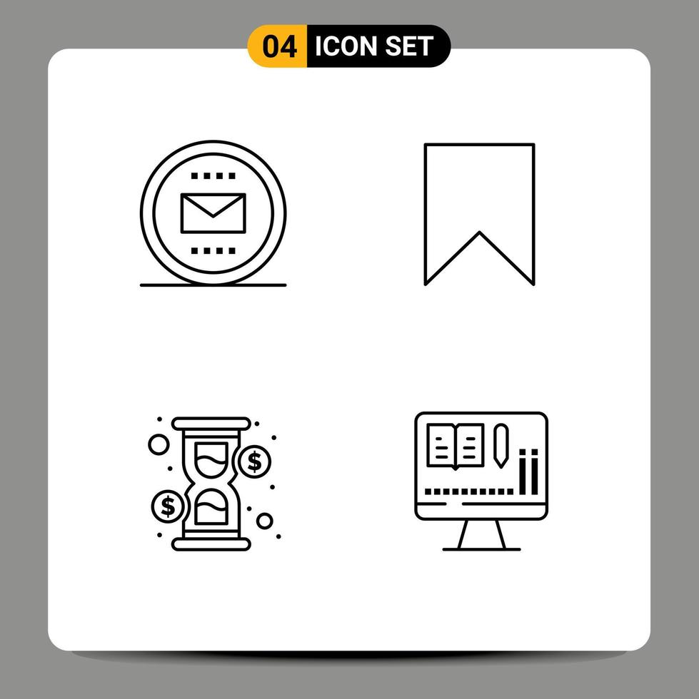 Stock Vector Icon Pack of 4 Line Signs and Symbols for basic tag letter instagram hour Editable Vector Design Elements