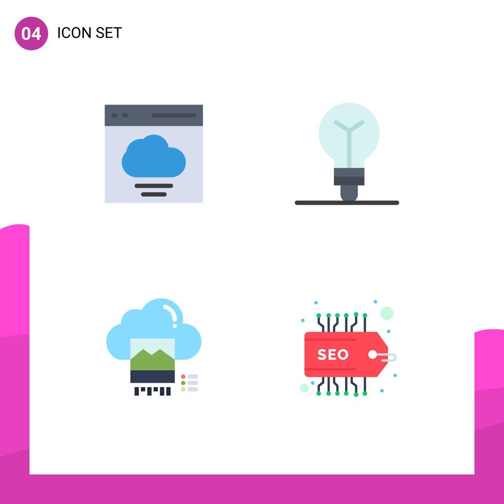 4 Creative Icons Modern Signs and Symbols of cloud file user process online Editable Vector Design Elements