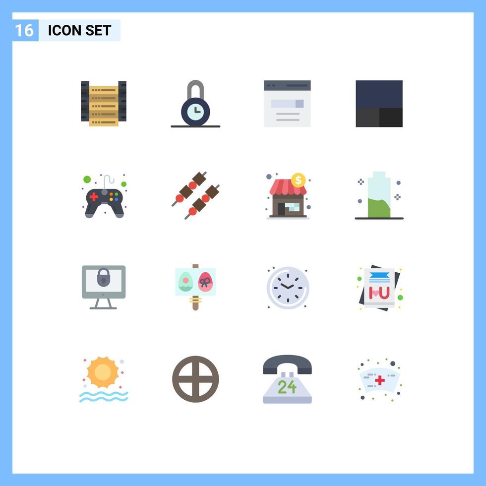 conjunto de 16 iconos modernos de la interfaz de usuario signos de símbolos para la cuadrícula de control del motor del controlador de videojuegos paquete editable de elementos de diseño de vectores creativos