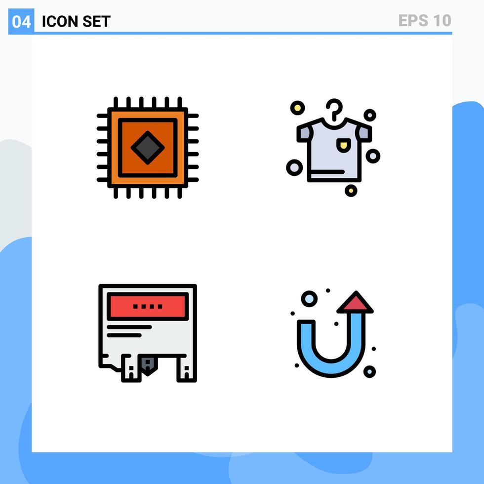 Set of 4 Modern UI Icons Symbols Signs for carpet paper drying advertising sign Editable Vector Design Elements