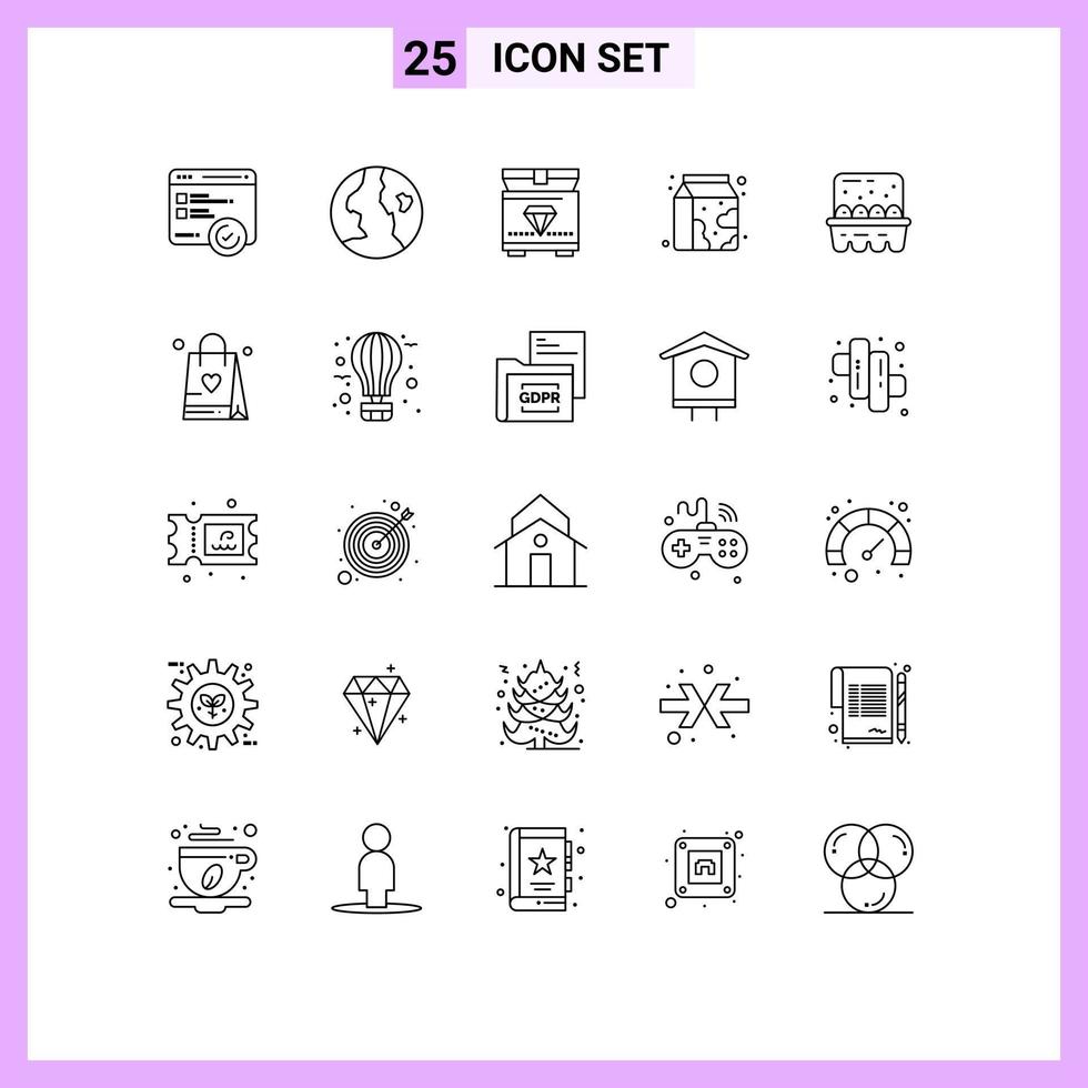 25 Line concept for Websites Mobile and Apps ingredients cooking chest baking milk Editable Vector Design Elements