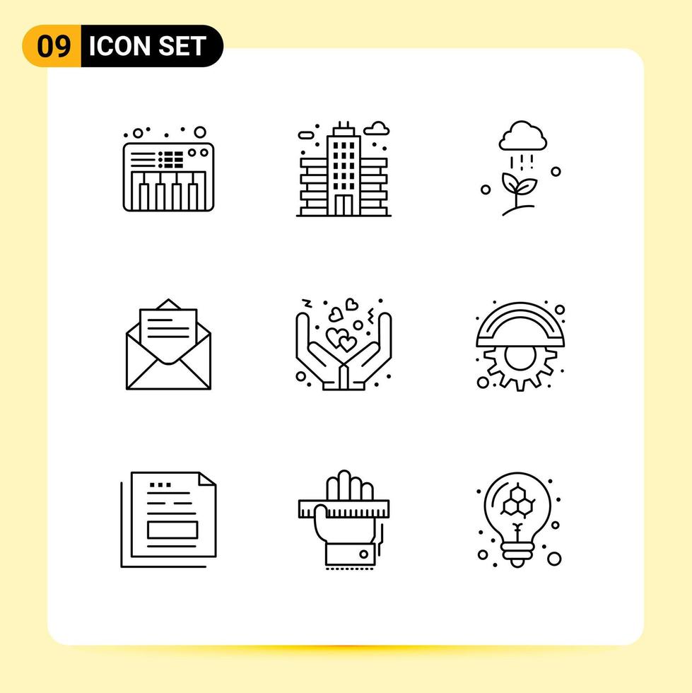 Stock Vector Icon Pack of 9 Line Signs and Symbols for cover text cloud message email Editable Vector Design Elements