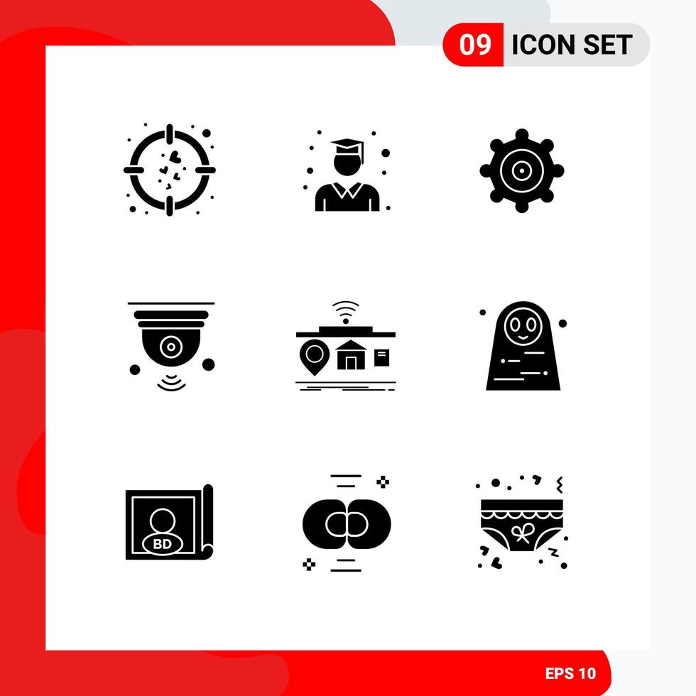 Group of 9 Modern Solid Glyphs Set for internet iot setting wifi internet of things Editable Vector Design Elements