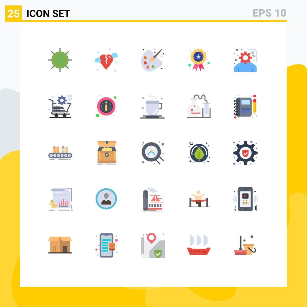 Universal Icon Symbols Group of 25 Modern Flat Colors of development reward sic medal painting Editable Vector Design Elements