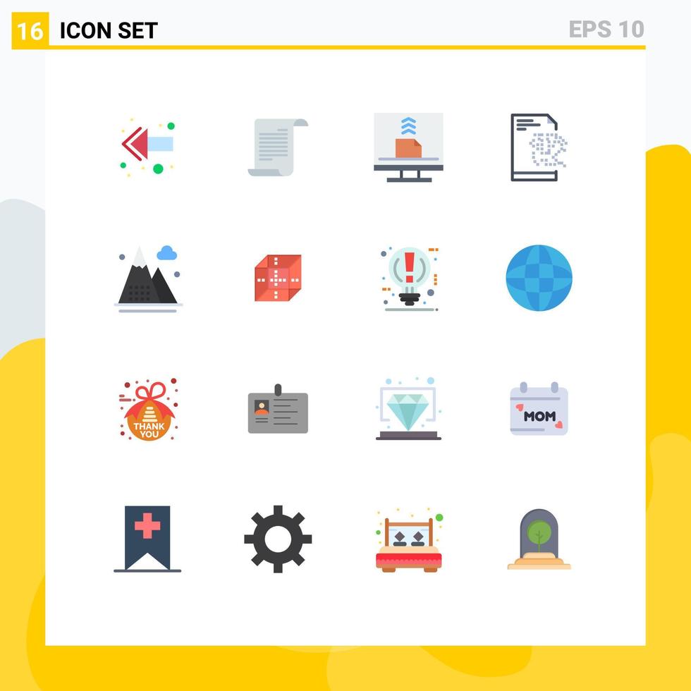 User Interface Pack of 16 Basic Flat Colors of game activities computer technology file Editable Pack of Creative Vector Design Elements
