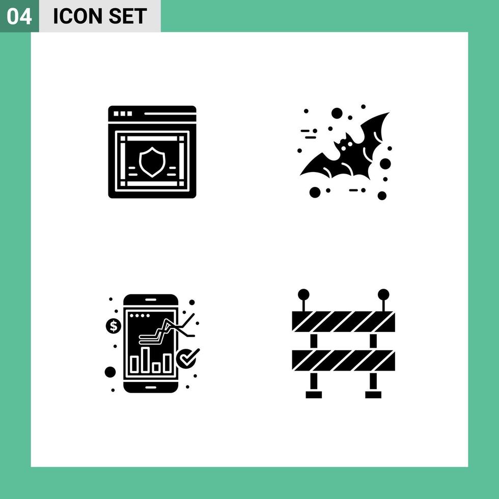 Modern Set of 4 Solid Glyphs and symbols such as network exchange security bird stock Editable Vector Design Elements