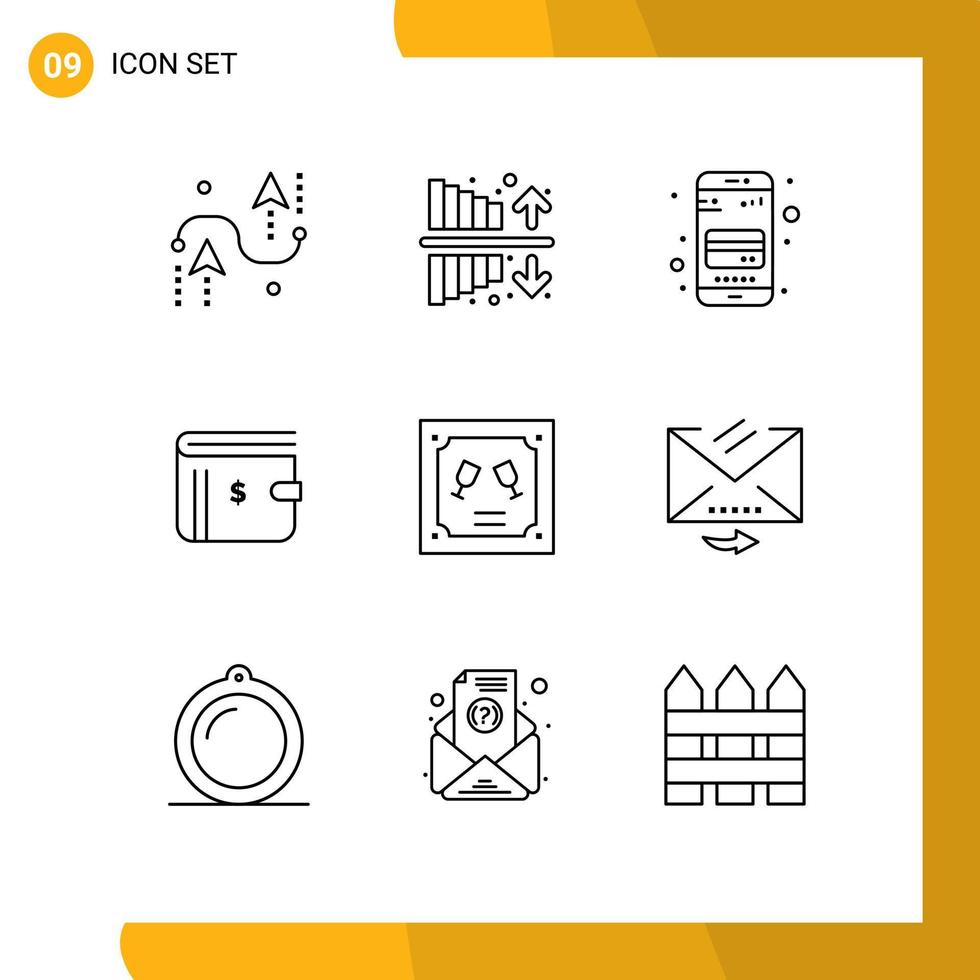 Outline Pack of 9 Universal Symbols of payment dollar profit money phone Editable Vector Design Elements