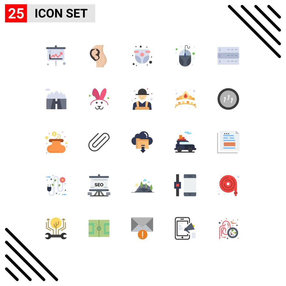 Pack of 25 Modern Flat Colors Signs and Symbols for Web Print Media such as monitor computing obstetrics infant child Editable Vector Design Elements