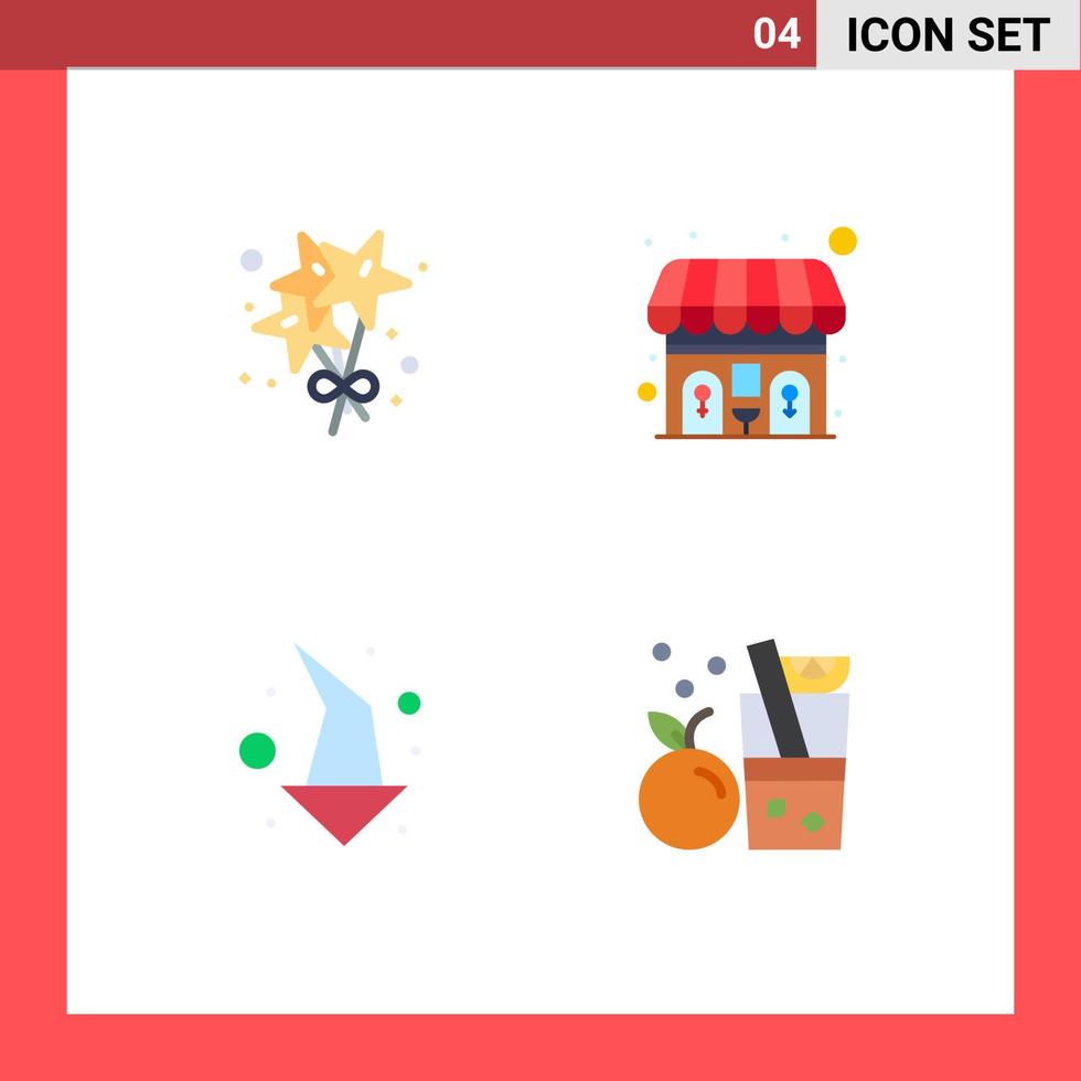 Universal Icon Symbols Group of 4 Modern Flat Icons of birthday down public arrow fruit Editable Vector Design Elements