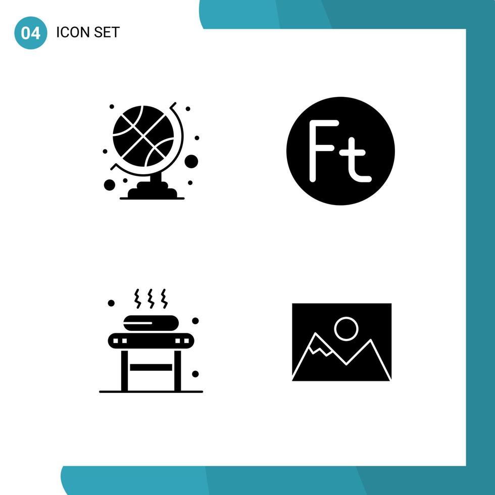 Set of 4 Modern UI Icons Symbols Signs for sports accessories relaxation currency hungary wellness Editable Vector Design Elements