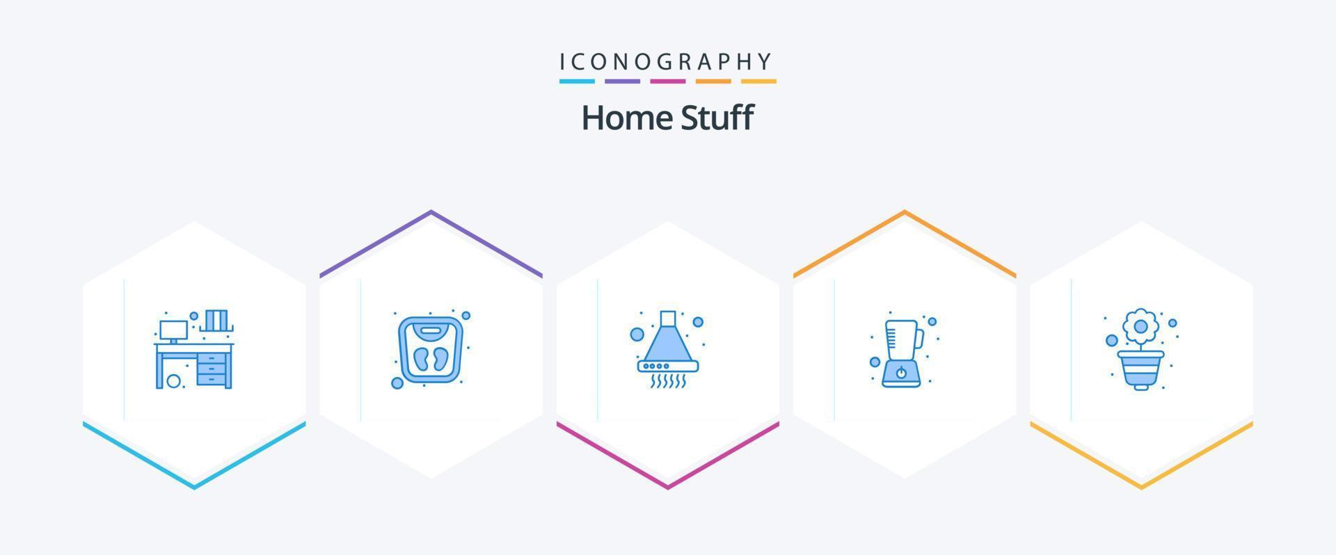 Home Stuff 25 Blue icon pack including flower. extractor. mixer. blender vector