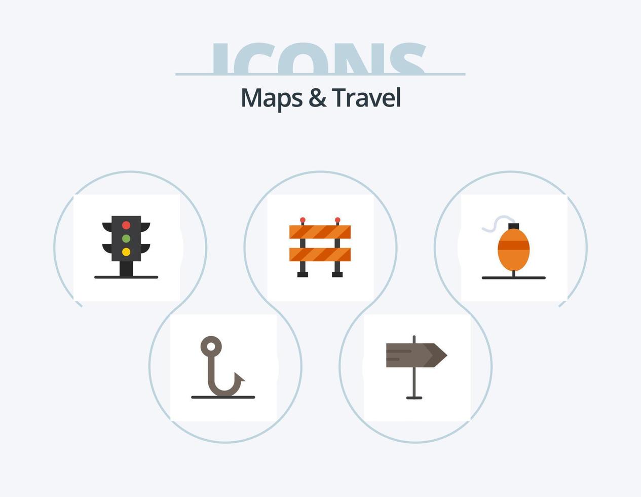 mapas y viajes flat icon pack 5 diseño de iconos. . transporte. . pez vector