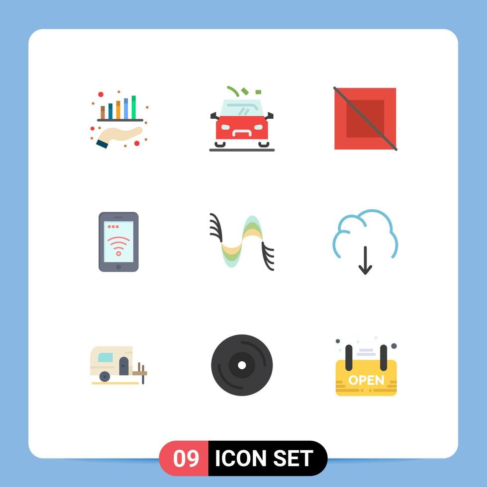 9 Thematic Vector Flat Colors and Editable Symbols of pitch frequency cross wifi sign Editable Vector Design Elements