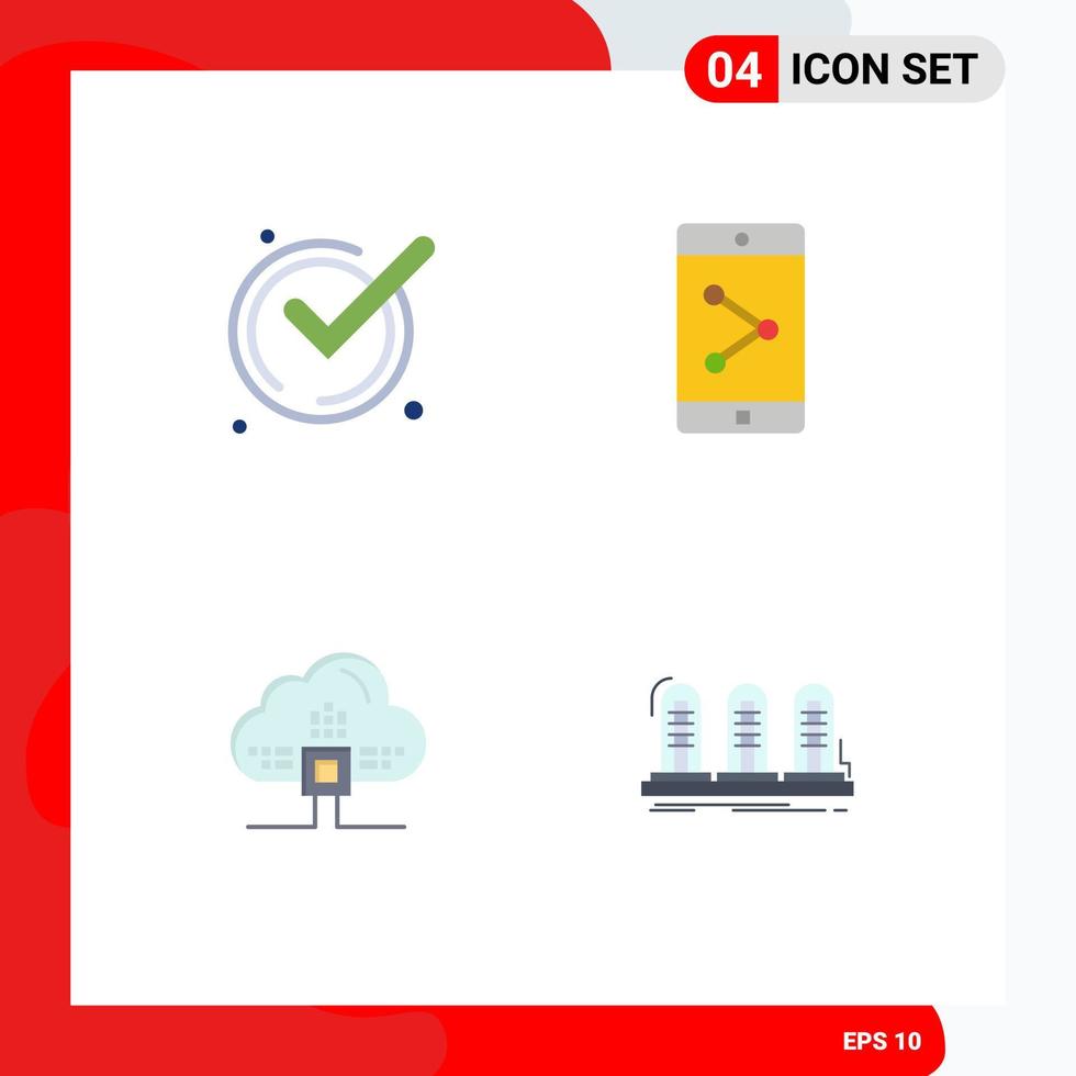 Flat Icon Pack of 4 Universal Symbols of accept cloud acknowledge mobile application amplifier Editable Vector Design Elements