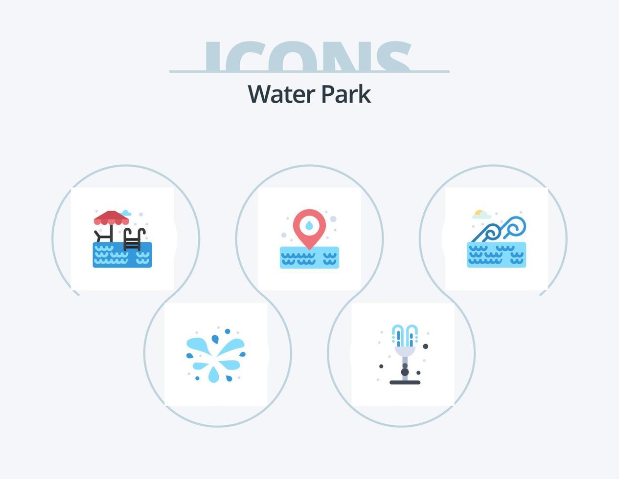 Water Park Flat Icon Pack 5 Icon Design. . place. park. water park. park vector