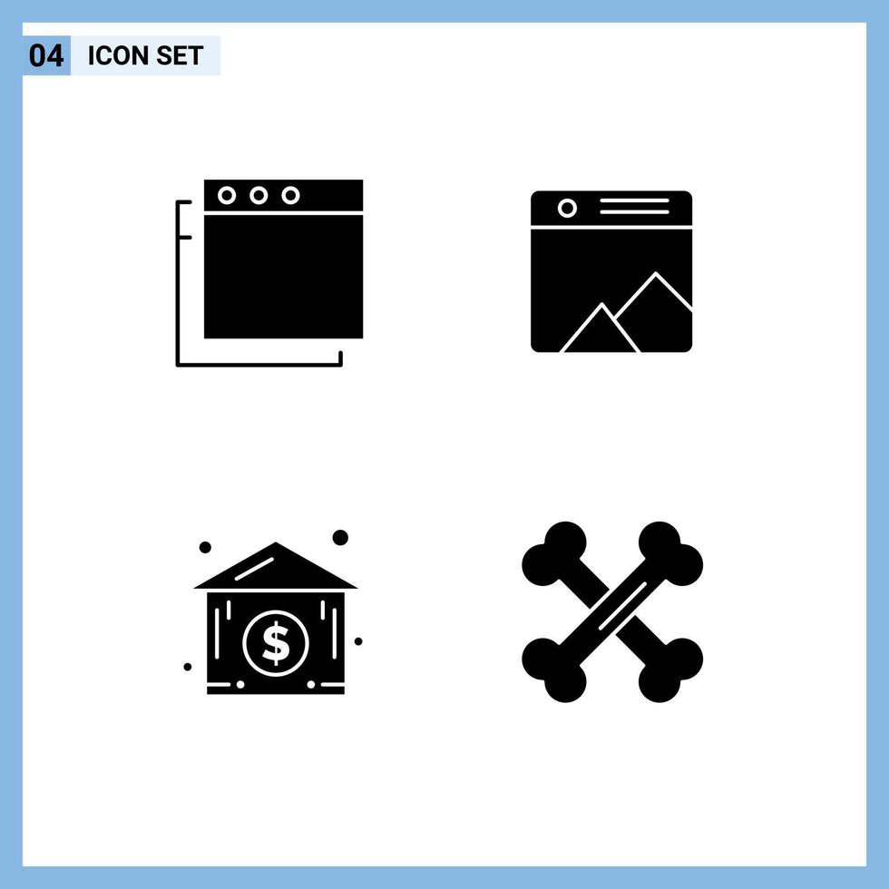 Modern Set of 4 Solid Glyphs and symbols such as apps biology photo dollar house lab Editable Vector Design Elements