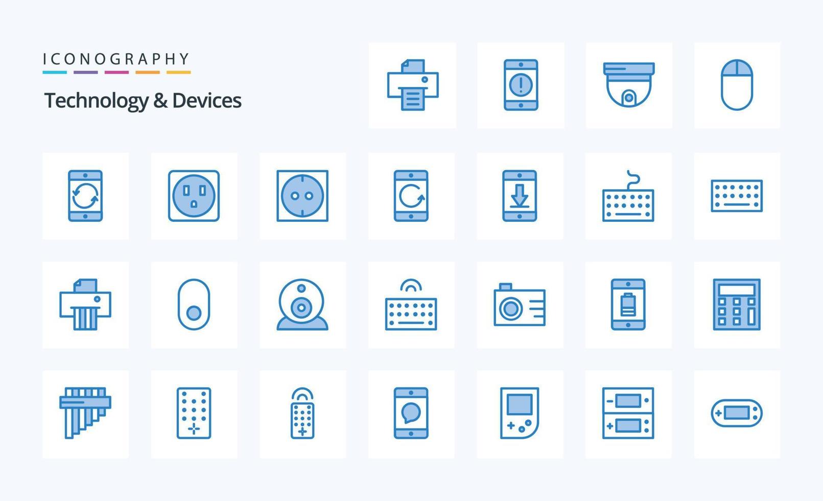 25 Devices Blue icon pack vector